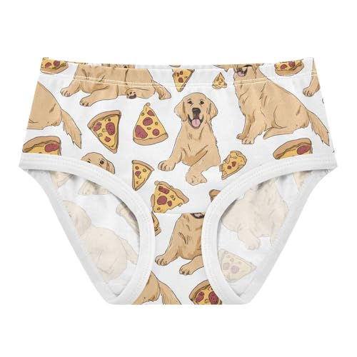 Wusikd Cute Golden Retriever Girls' Underwear Cotton Dogs Paws Pizza Slices Girls Briefs Soft Toddler Underwear 2T