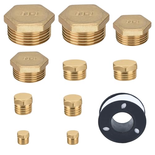 10 Pièces Bouchon Laiton Brut 1/8 1/4 3/8 1/2 3/4 Pouces Avec Ruban - Pour Robinets, Vannes de Machine à Laver, Conduites de Gaz, Réservoirs D'eau