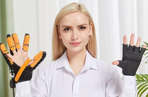 Image of Robotic Hand Rehabilitation Glove for Stroke & Paralysis Recovery, Finger Therapy Training Equipment with Mirror Mode & Adjustable Intensity, left hand medium size