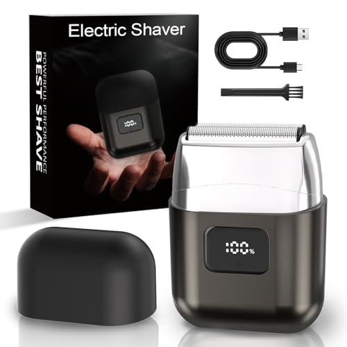 YOXSPD Electric Foil Shavers for Men: Mini Electric Razor with 3 Floating Blades, LED Display, Dual Speed - IPX7 Waterproof Wet/Dry Cordless Razor, USB Fast Charging, Travel Lock