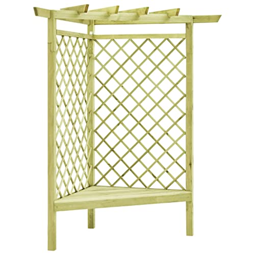 Consejos y reviews para comprar Impregnante para madera - cinco favoritos. 29 DOUYUANSHI Arco de Jardín, Pérgola Esquinera con Banco Pérgola de Jardín Jardinera Pérgola Exterior con Asiento 130x130x197 cm Madera de Pino Impregnada