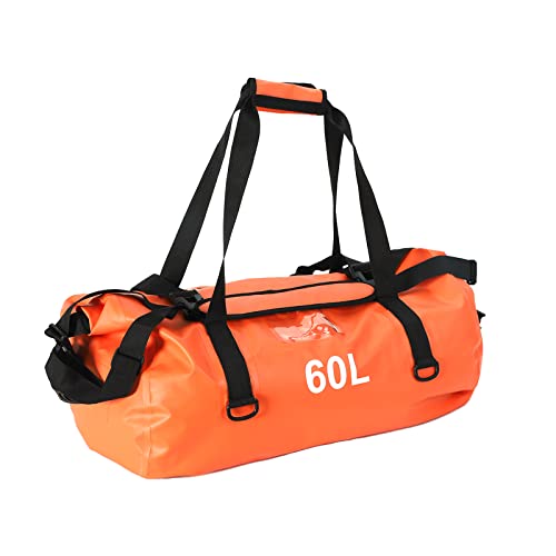 60L Waterproof Dry Bag Duffel, Travel Duffel Dry Bag Heavy Duty Ski Boot Bag Roll Top Duffel With Durable Straps & Handles For Kayaking, Rafting, Boating, Fishing, Camping, Swimming, Hiking #TOP13