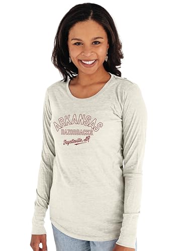Blue 84 Arkansas Razorbacks Women's Tri-Blend Long Sleeve T-Shirt Campus, Oatmeal, X-Large