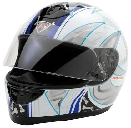 Bottari Motorradhelm Ness, Integralhelm, Blanco/Azul, Größe L