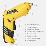 SainSmart Cordless Electric Screwdriver with 3.6V Rechargeable Lithium Battery and 1/4" Hex Drill Chuck, Includes 45 Drill Bits, 1 Extension Rod and 1 USB Cable