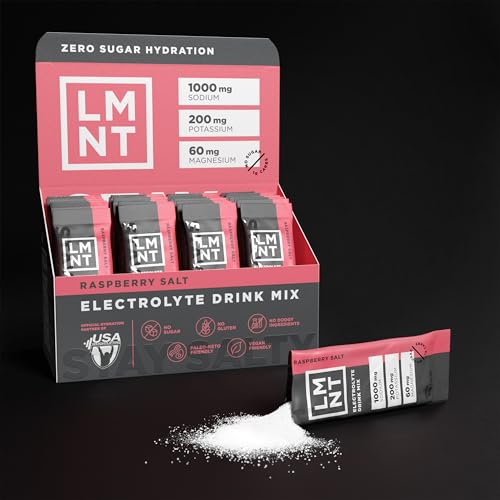 LMNT ELEMENTAL LABS LMNT Keto Electrolyte Powder Packets | Paleo Hydration Powder | No Sugar, No Artificial Ingredients | Raspberry Salt | 30 Stick Packs