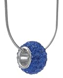  Carlo Monti Damen-Kette mit Anhänger rhodiniert, Schlangenkette 45cm lang, Zirkonia-Anhänger Rolle dunkelblau JCM1120-428