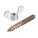 uxcell 10pcs M6x40mm Hanger Bolt, 10pcs M6 Wing Nuts for Furniture