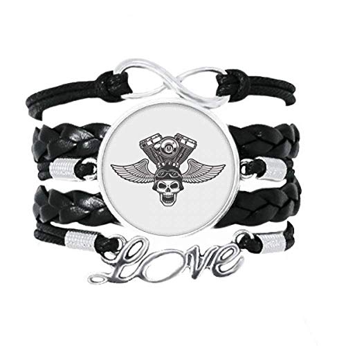 Bracelet Amour squelette moto en cuir idéal pour vos sorties bikepacker et festivals