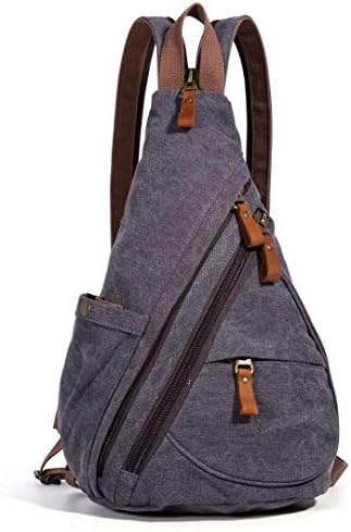 Lmagice Canvas Sling Bag - Small Crossbody Backpack Shoulder Casual Daypack Rucksack for Men Women Outdoor Cycling Hiking Travel
