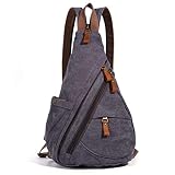 Lmagice Canvas Sling Bag - Small Crossbody Backpack Shoulder Casual Daypack Rucksack for Men Women O