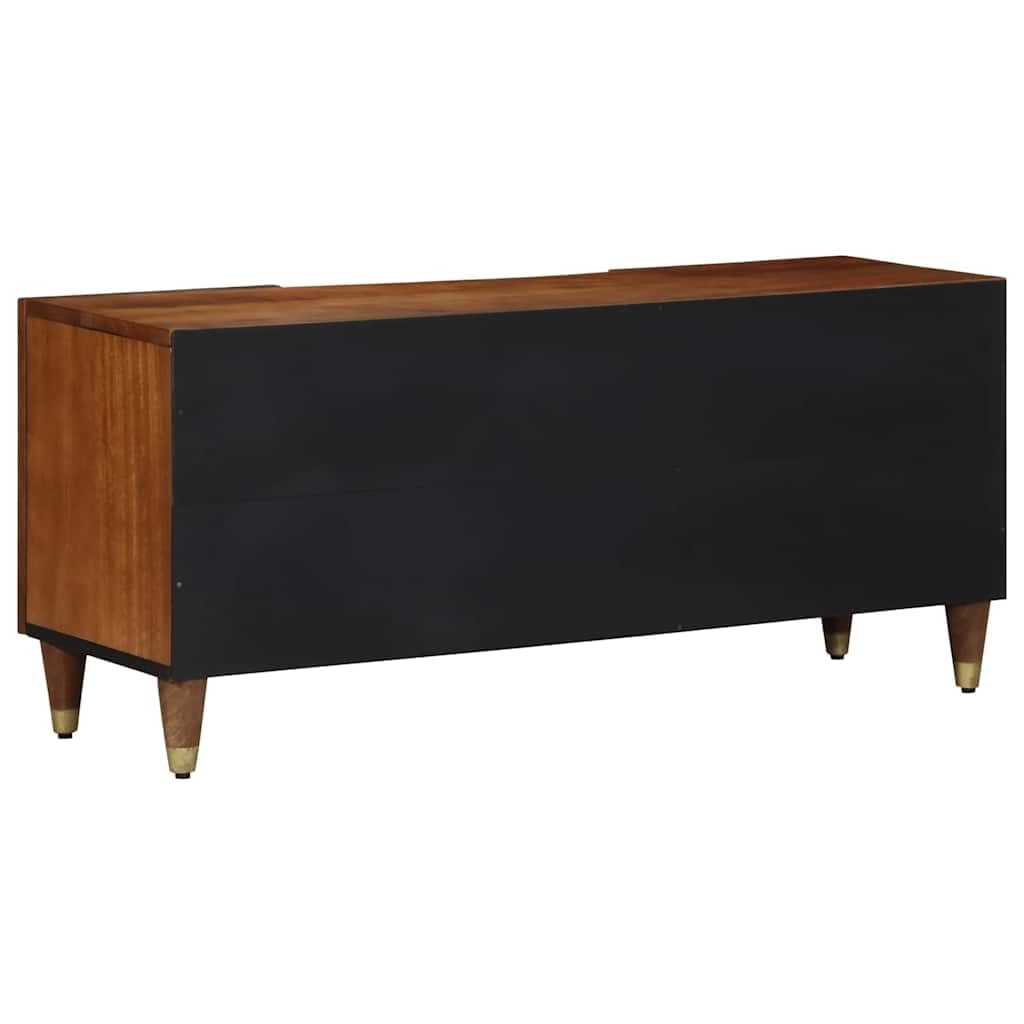 Mueble TV de madera mango macizo con puertas batientes y asas de latón