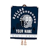Custom Dallas Football Throw Blanket 60 * 50, Throw Blankets Printed with Any Name and Number for Men Women, Personalized Football Gifts for Fans