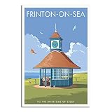 ZERVA Toile Oeuvre Peinture 60X90cm Senza Cornice Frinton on Sea Clock Poster Canvas Wall Art Pictures for Bedroom Wall Art Gifts Decor
