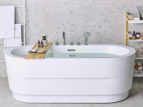 Badewanne mit Armatur oval 170x80 cm weiß freistehend moderner Stil Empresa
