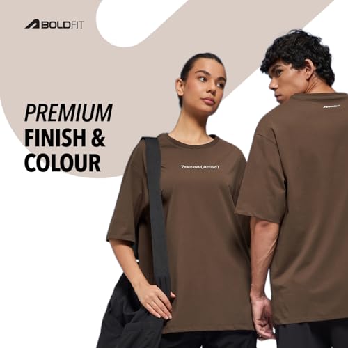 Image of Boldfit Tshirt for Man Unisex Oversized Tshirt for Woman Graphic Tees Supreme Comfort, Effortless Style Oversized T Shirt for Men, Breathable Polycotton T-Shirt for Lounging, Casual Outing, Yoga Wear