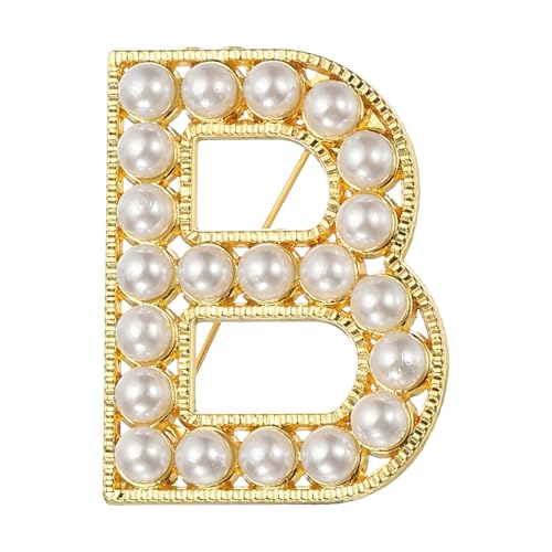 Image of PATIKIL Letter Brooch Pins, Pearl Initial Alphabet Letter Lapel Badges Pin for Women Men Girl Wife Suits