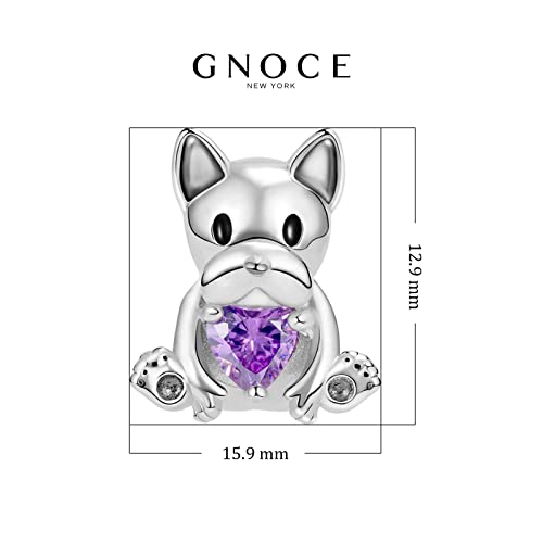 Image of GNOCE Embraces Heart Gemstone Bead Charms 925 Sterling Silver Wolf Fox Bear Husky Hedgehog Astronaut Chihuahua Dinosaur Rabbit Koala Axolotl Angel Tiger Dog Unicorn Cat Jewelry Gift for Women