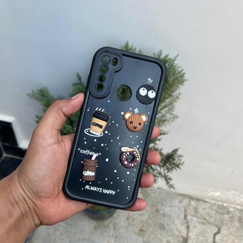 Image of Pikkme Back Cover for Redmi Note 8 | 3D Cartoon Silicone Case Cute & Fun Full Protective Bumper Cover (Black)