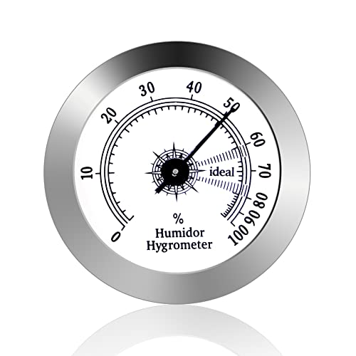 Humidor Hygrometer, Precision Round Digital Mechanical Hygrometer (Silver) #TOP25
