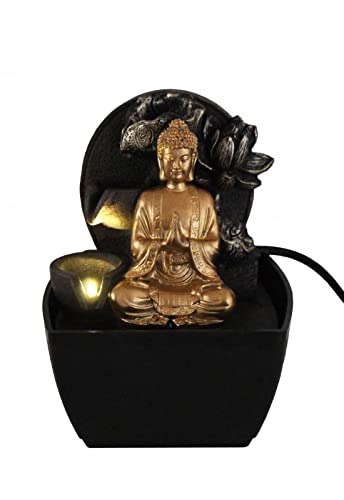 Fonte De Água Com Luz De Led Buda com Flor de Lotus Bivolt