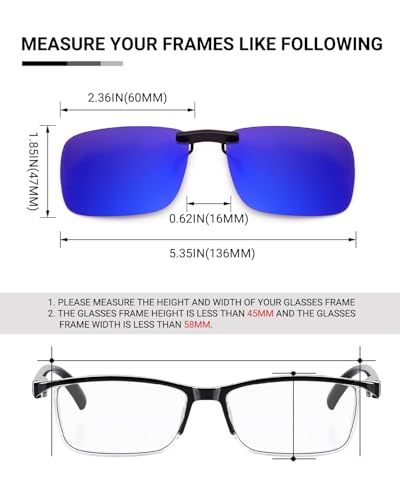 Image of TERAISE Polarized Clip on Sunglasses Over Prescription Glasses Anti-Glare UV400 for Men Women Driving Travelling Outdoor