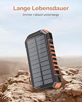 Velora Externer Solarbetriebener Akku, 20000 mAh, wasserdichte Powerbank mit Dual-USB-Anschluss und leistungsstarker LED-Lampe – tragbares Ladegerät für Smartphone, Tablet, Camping und Wandern – Ansicht 7