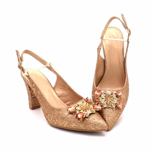 Fjnbbiot Champagne African Lady Sandals Summer High Heels Women Shoes And Bag Set Pumps Shoes For African Wedding Party3