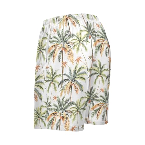 senya Palm Tree Green Mens Pajama Shorts Soft Pants Lounge Sleepwear Bottoms with Drawstring & Pockets3