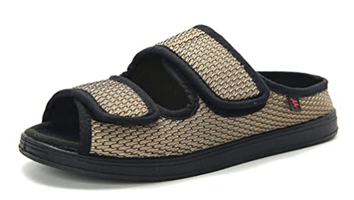 Sandalias Hombre Mujer Zapatillas de Estar por casa Zapatos Diabéticos Antideslizante Zapatillas Ortopédica para Ensanchar Respirable Ajustable Artritis Edema Zapatos Hinchados Etiqueta 37 = EU 36 Cover