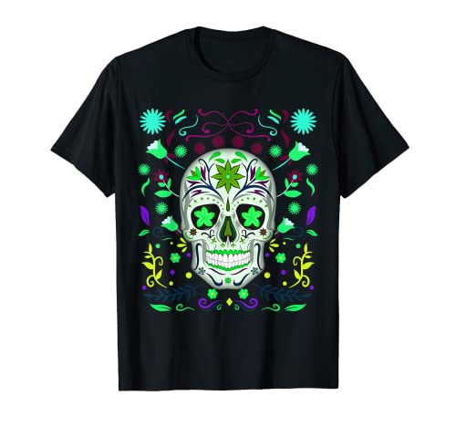 Floral Sugar Skull Día de los Muertos Dia De Muertos Mujeres Camiseta