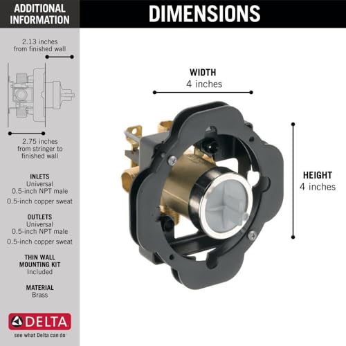 Image of Delta Faucet R10000-UNWS MultiChoice Universal Tub and Shower Valve Body for Tub Faucet Trim Kits (with Thin Wall Mounting Kit) (Pack of 3)