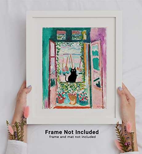 Henri Matisse Wall Art - Matisse Prints - Famous Open Window Poster - Black Cat Poster - Funny Cat Wall Decor Print - Cat Wall Art - Matisse Abstract Vintage Wall Art & Decor, 8X10" Unframed #TOP5