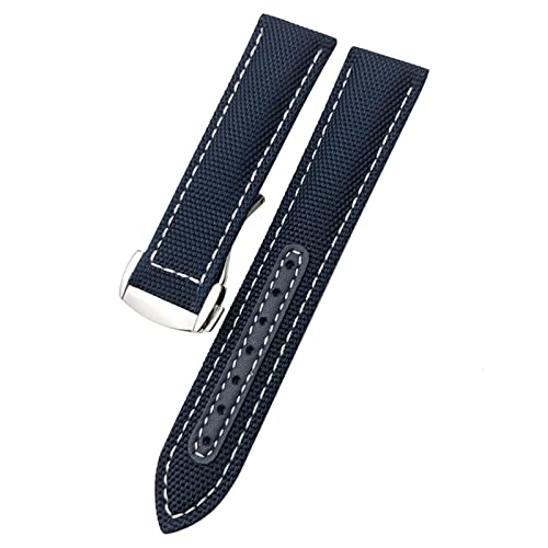 Bracelet de montre en toile de nylon 22 mm bleu pour montre Omega Aqua Terra 150