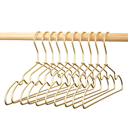 Koobay 12.5” Gold Matt Metal Coat Hanger, 30Pcs, Children Standard Suit Hanger, Clothes Hangers For Closet Organization Notches Satin Matt #TOP22