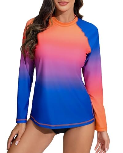 Maillot de bain anti-UV orange bleu avec soutien-gorge intégré XL