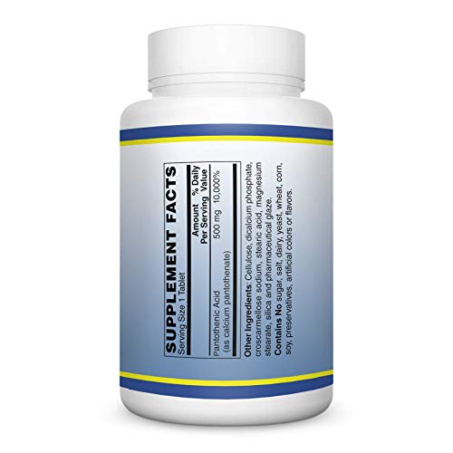 Vitamin Discount Center Pantothenic Acid 500 Mg, Vitamin B5, Vegetarian, 100 Tablets #TOP1