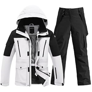 HOTIAN Herren Ski Jacke und Hosen Set Herren Schneeanzug Winter Warme schneeanzug Wasserdicht Winddicht skibekleidung Snowboard Set HB+BK L