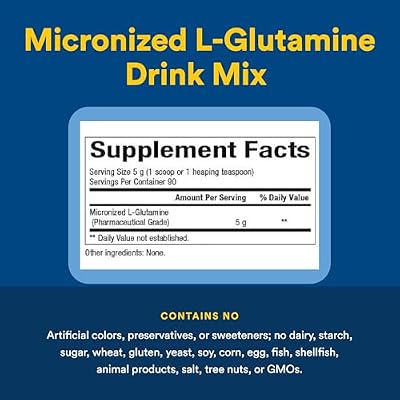 Natural Factors Micronized L-Glutamine 5,000 mg Powder - Easy Absorption Gut Health Support Supplement - Powder Amino Acid Supplement Supports Muscle Recovery - 16 oz (90 Servings)
