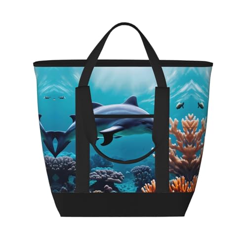 Sac isotherme grande capacité dauphins imprimé ocean pour adultes