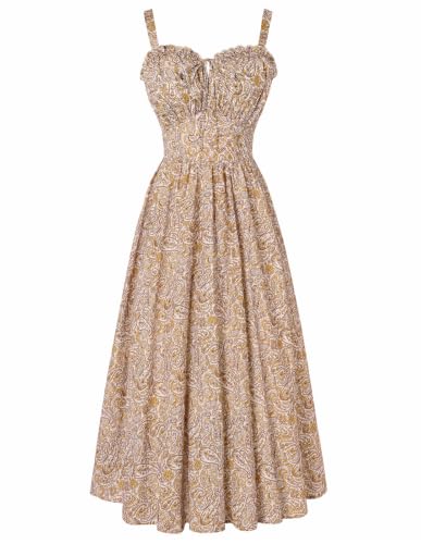 Image of Scarlet Darkness Summer Dresses for Women 2026 Floral Corset Dress Long Milkmaid Dress with Pocket