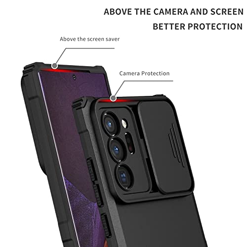Image of ShieldTech Back Cover Case for Samsung Galaxy Note 20 Ultra | Sliding Camera Shield | Stereoscopic Stand | Shockproof 360 Protection | PC + TPU Hybrid Case for Samsung Galaxy Note 20 Ultra | Black