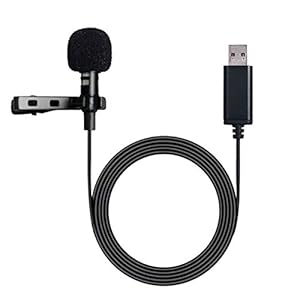 USB Microphone Lavalier Lapel Clip on Mic with 6.56ft Cable for Laptop, Computer, PC, Streaming Conferencing,Interviews, Online Singing, Skype, MSN, Audio Video Recording