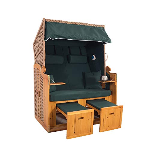 2-Sitzer Natur Ostseestrandkorb Hörnum - Strandkorb Volllieger mit...