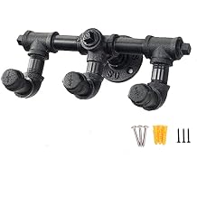 Industrial Pipe Robe Towel Rack Hooks - Rustic Iron Clothes Coat Hanger Holders with Screws HOOK-03