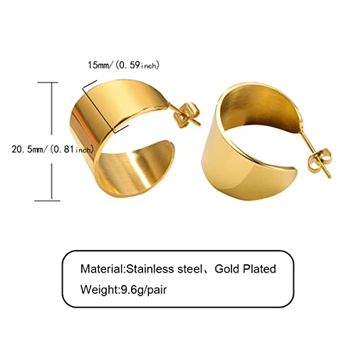 Chunky Gold Hoop Earrings For Women, Gdjwri Stainless Steel Gold Plated Hypoallergenic U/C Shape Open Minimalist Statement Geometric Earrings Jewelry For Girls Gifts #TOP27