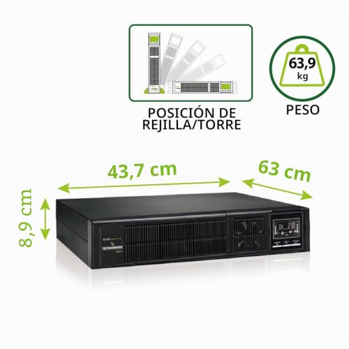 Miniatura 3 de Tecnoware Power Systems - Sai Evo Dsp Plus 3600 Protección Contra Apagones 8 Salidas Iec Autonomía Hasta 40 Min Eficiencia 94 Interfaz Usb Rs232 Snmp Potencia 3600 Va