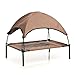 Wiltec Hundebett mit Dach Braun 91 x 76 x 16 cm Größe L bis 35 kg Outdoor Katzenliege Haustier Schlafplatz Sonnendach