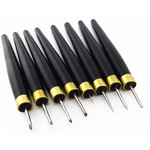 8pcs Printmaking Print Mezzotint Copperplate Woodcut Resin Board Intaglio Point Engrave Etching Leather Craft Carving Needle Pen Scraper Scriber Groove Lineation Tracer Presser Burnisher Tool