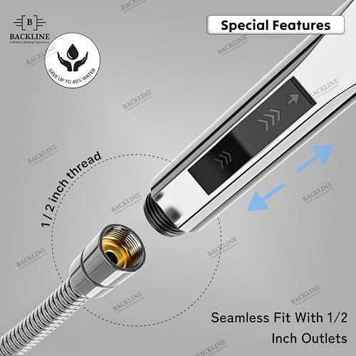 Image of Backline Jet Spray for Toilet with 1.2 Meter Hose Pipe & Wall Hook | ABS Health Faucet Hand Gun for Bathroom | Water Saving Handheld Bidet Sprayer for Toilet Hygiene (Chrome Finish)